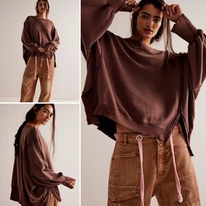 Free People Camden Pullover In Chocolate Love